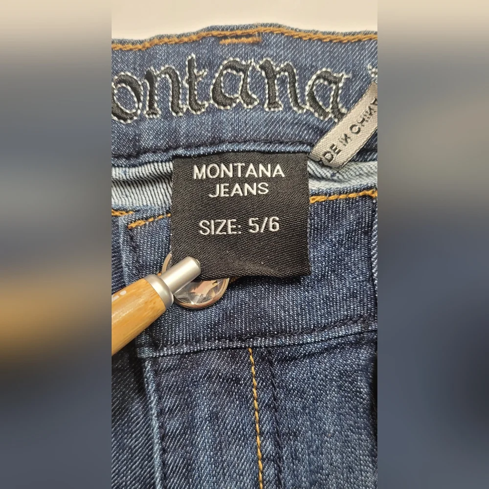 ❤️ MONTANA JEANS SHORTS LOW WAIST EMBELLISHED RHINESTONE.SIZE: 5/6 COLOR:  BLUE - Picture 11 of 14